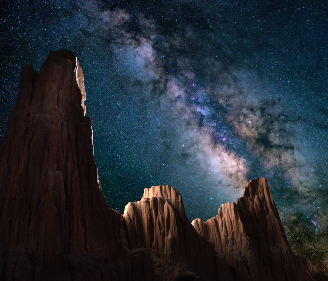 Moutains with galaxy in bakground